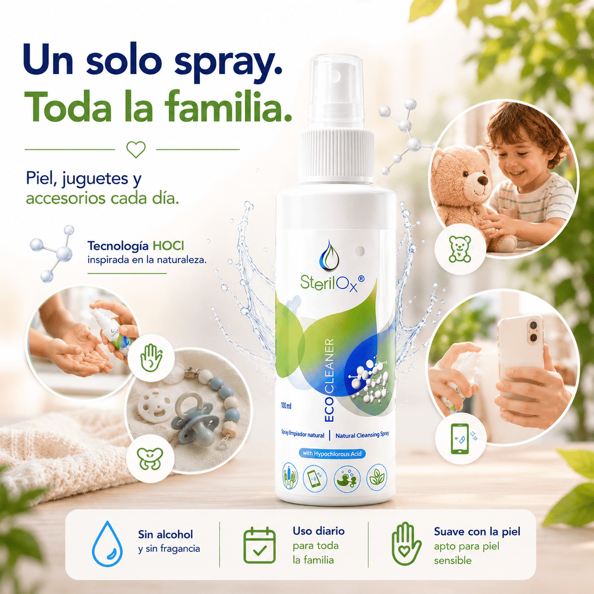 SterilOx 100 ml — Bruma Cosmética para Piel y Manos con HOCl - Sterilox