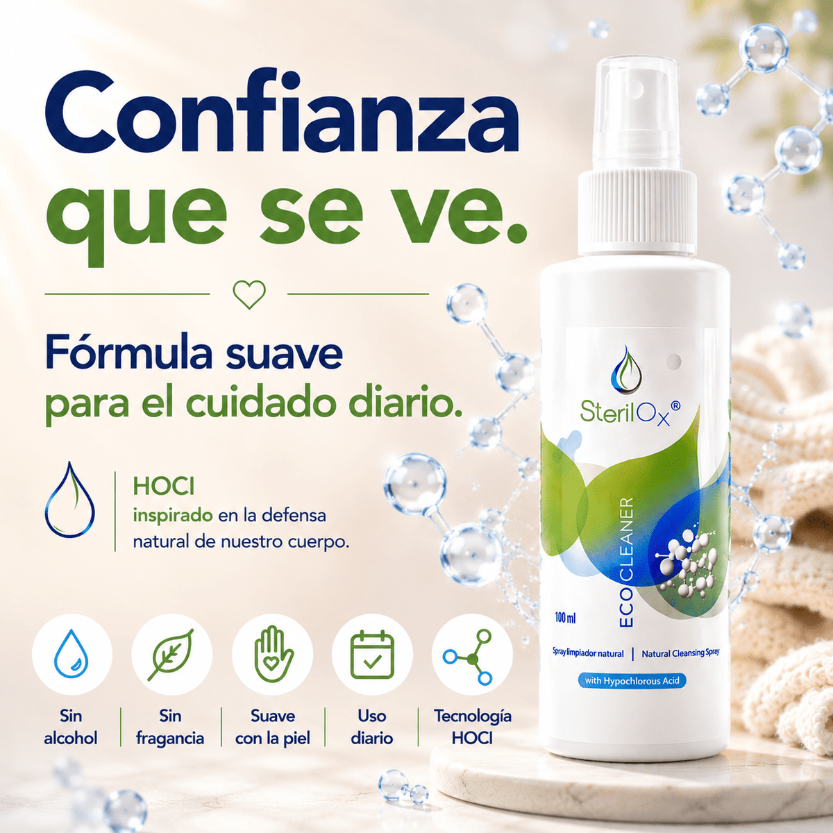 SterilOx 100 ml — Bruma Cosmética para Piel y Manos con HOCl - Sterilox