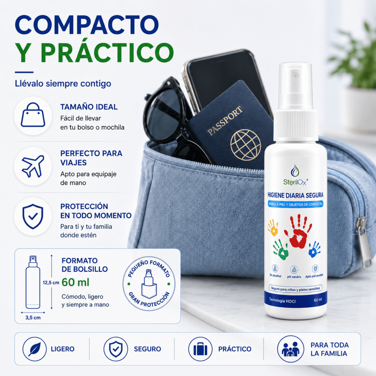 SterilOx 60 ml — Bruma Cosmética para Piel y Manos con HOCl - Sterilox