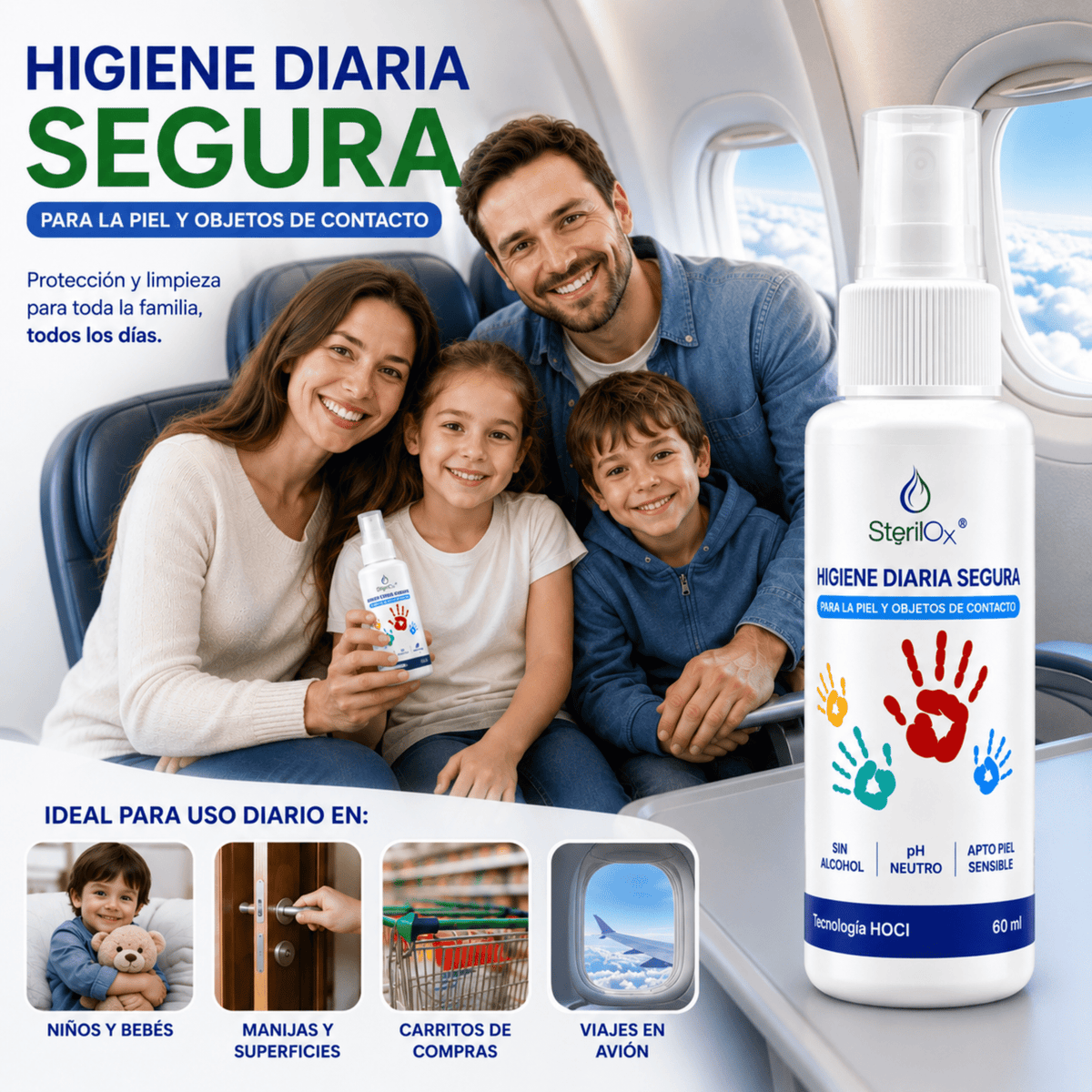 SterilOx 60 ml — Bruma Cosmética para Piel y Manos con HOCl - Sterilox