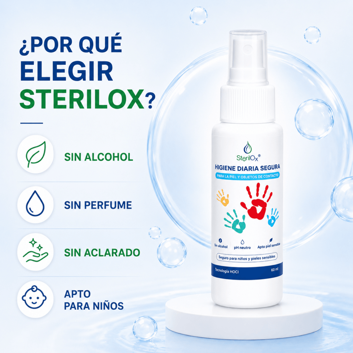 SterilOx 60 ml — Bruma Cosmética para Piel y Manos con HOCl - Sterilox