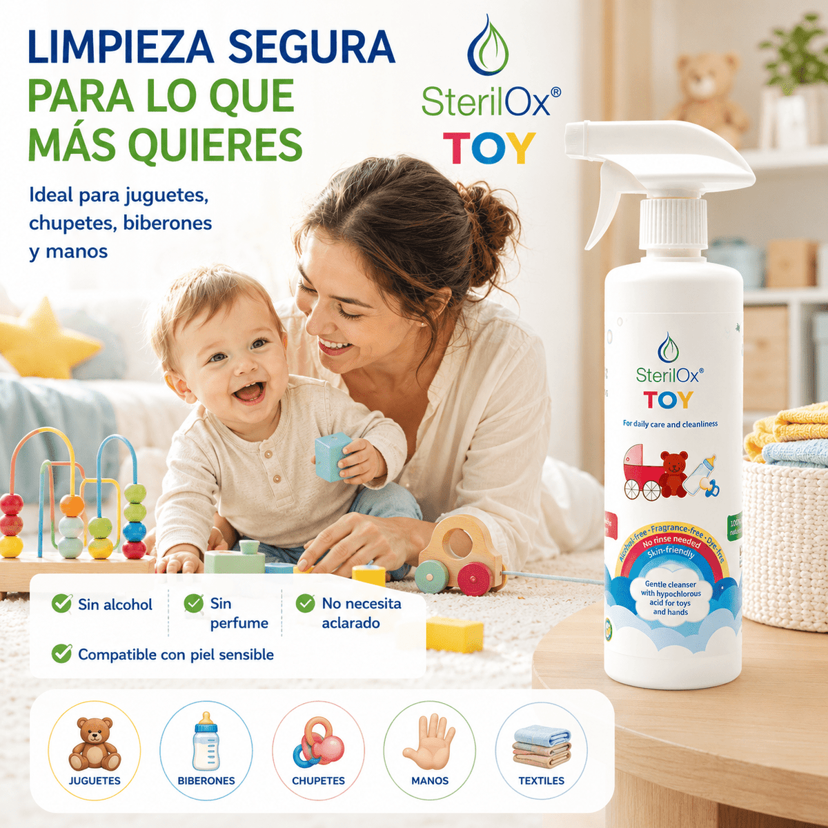SterilOx TOY — Limpiador Natural para Juguetes, Chupetes y Biberones - Sterilox