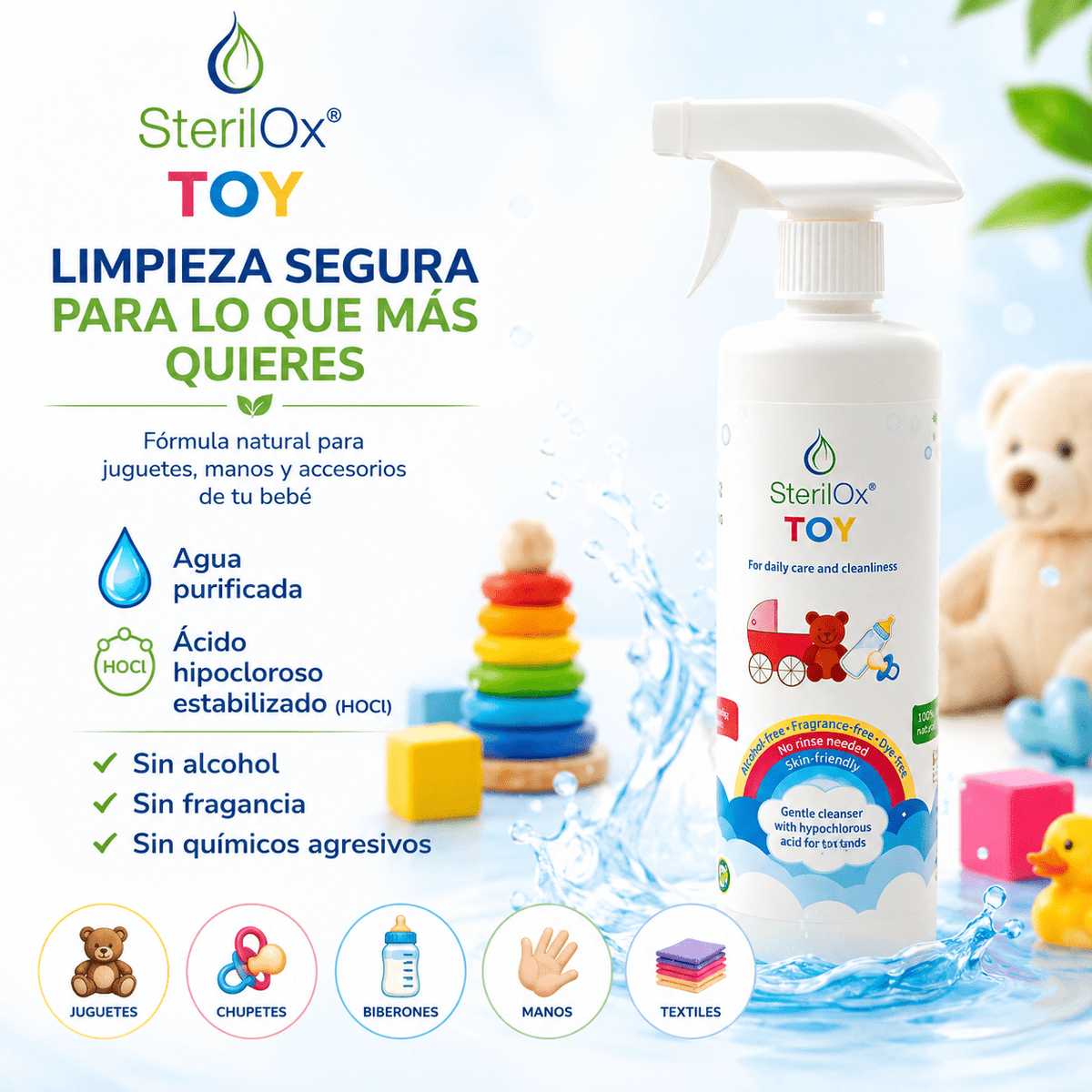 SterilOx TOY — Limpiador Natural para Juguetes, Chupetes y Biberones - Sterilox