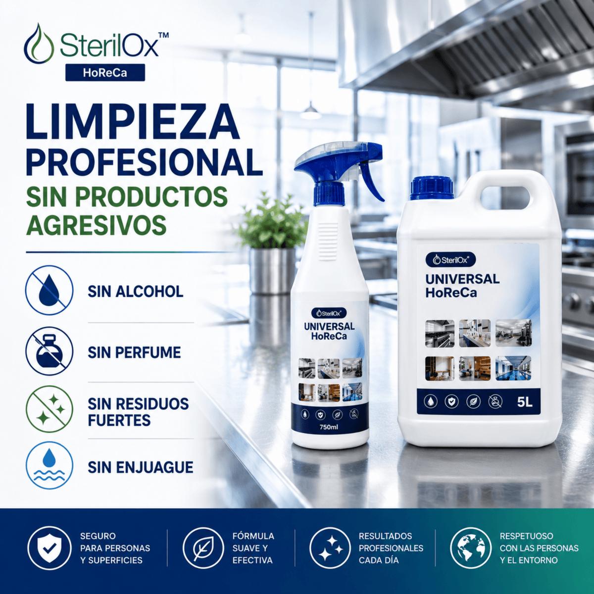 SterilOx Universal HoReCa 750 ml — Spray Limpiador Profesional HOCl - Sterilox