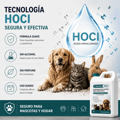 SterilOx ZOO 5 L — Eliminador de Olores para Mascotas Profesional - Sterilox
