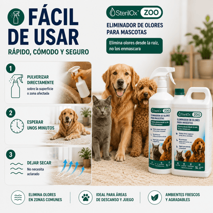 SterilOx ZOO 5 L — Eliminador de Olores para Mascotas Profesional - Sterilox