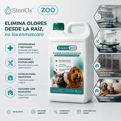 SterilOx ZOO 5 L — Eliminador de Olores para Mascotas Profesional - Sterilox